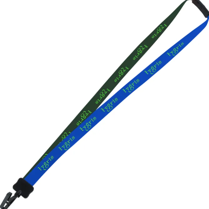 Two-Tone Smooth Nylon Lanyard - 7/8 inches - 34 inches - Plastic Bulldog Clip