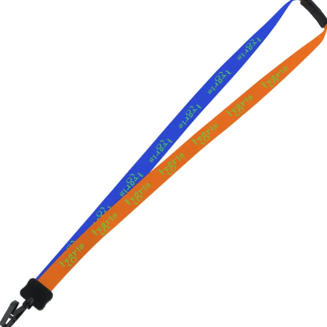 Two-Tone Smooth Nylon Lanyard - 7/8 inches - 34 inches - Plastic Bulldog Clip
