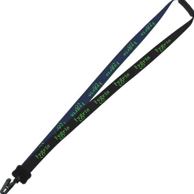 Two-Tone Smooth Nylon Lanyard - 7/8 inches - 34 inches - Plastic Bulldog Clip