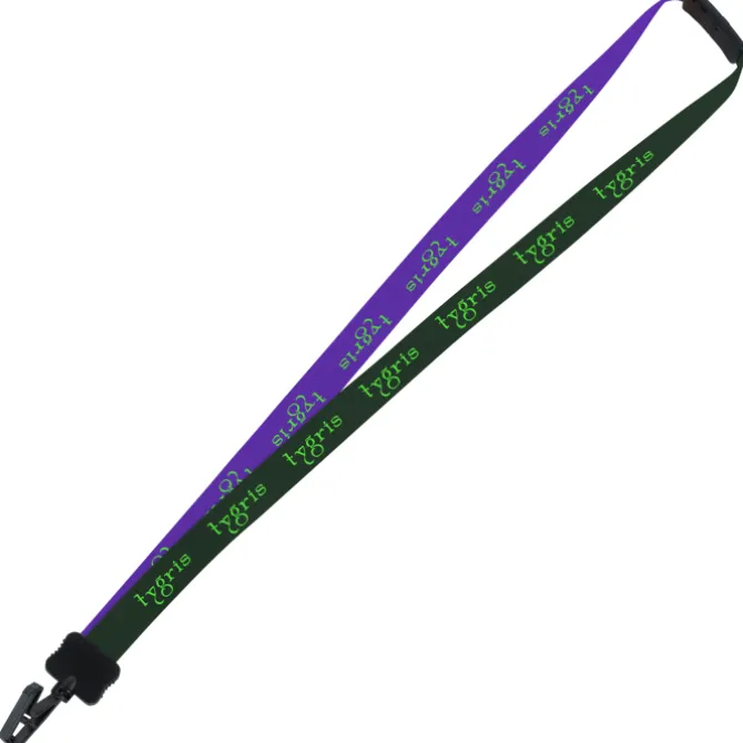 Two-Tone Smooth Nylon Lanyard - 7/8 inches - 34 inches - Plastic Bulldog Clip