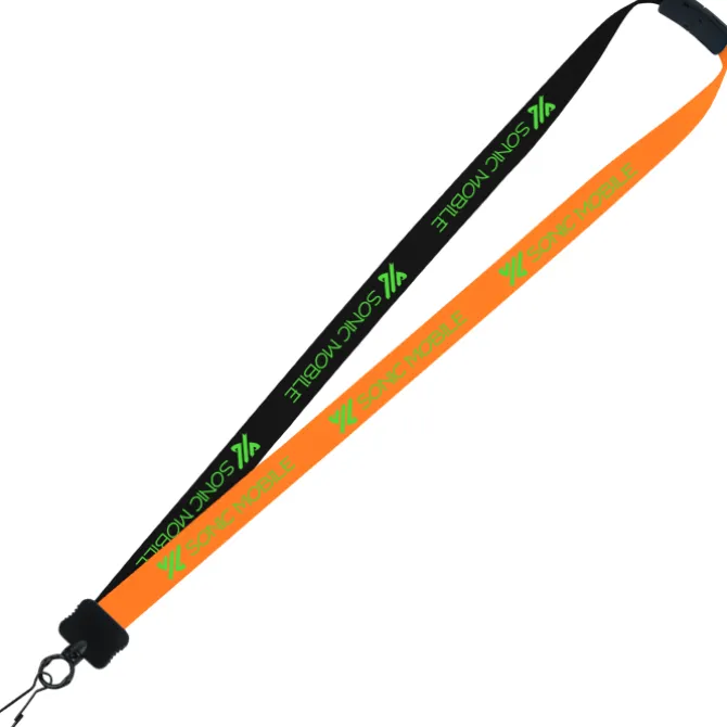 Two-Tone Smooth Nylon Lanyard - 7/8 inches - 34 inches - Metal Swivel Snap Hook