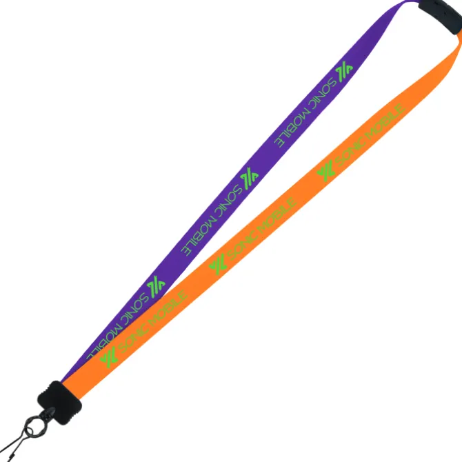 Two-Tone Smooth Nylon Lanyard - 7/8 inches - 34 inches - Metal Swivel Snap Hook