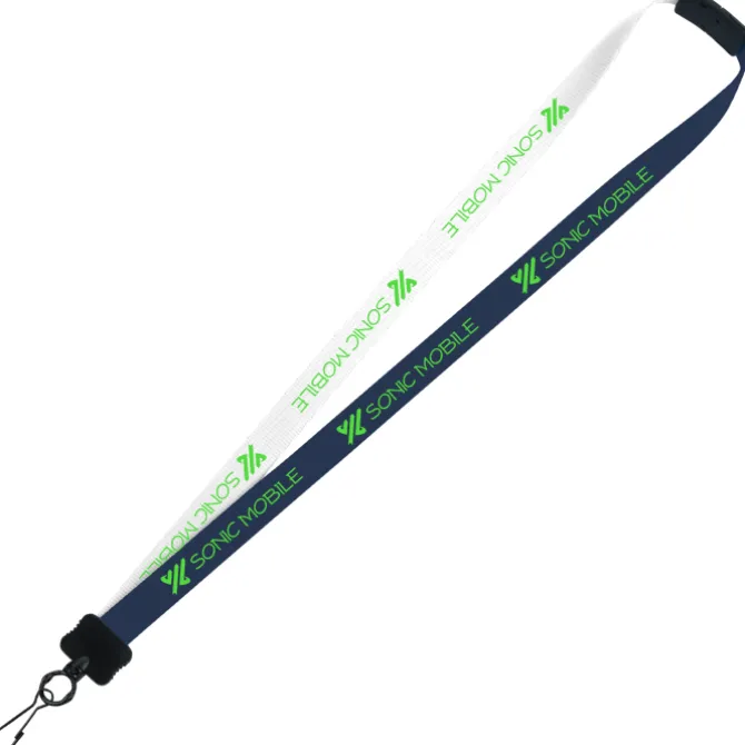 Two-Tone Smooth Nylon Lanyard - 7/8 inches - 34 inches - Metal Swivel Snap Hook