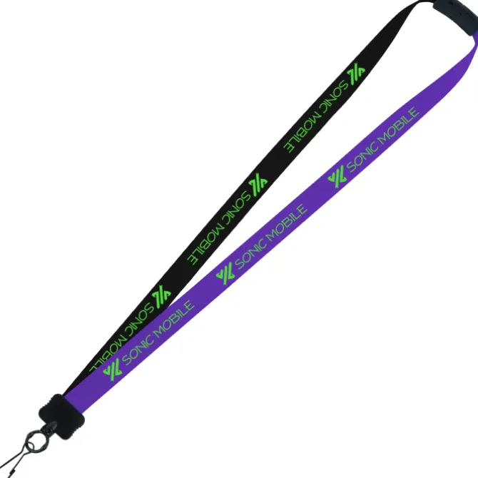 Two-Tone Smooth Nylon Lanyard - 7/8 inches - 34 inches - Metal Swivel Snap Hook