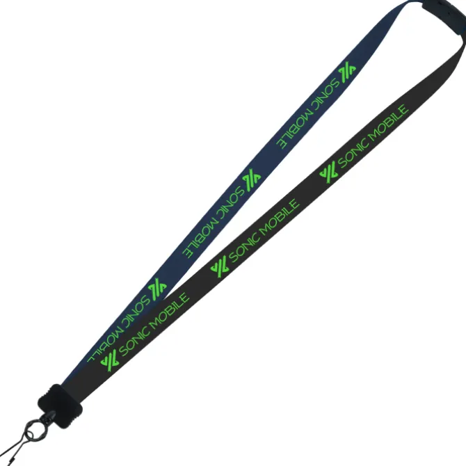 Two-Tone Smooth Nylon Lanyard - 7/8 inches - 34 inches - Metal Swivel Snap Hook