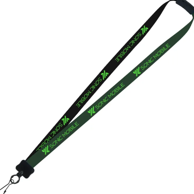 Two-Tone Smooth Nylon Lanyard - 7/8 inches - 34 inches - Metal Swivel Snap Hook