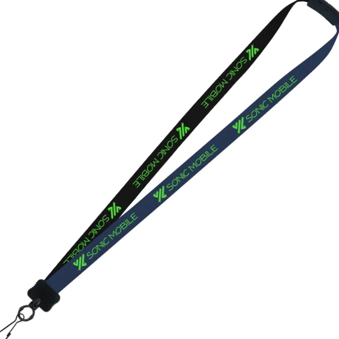 Two-Tone Smooth Nylon Lanyard - 7/8 inches - 34 inches - Metal Swivel Snap Hook