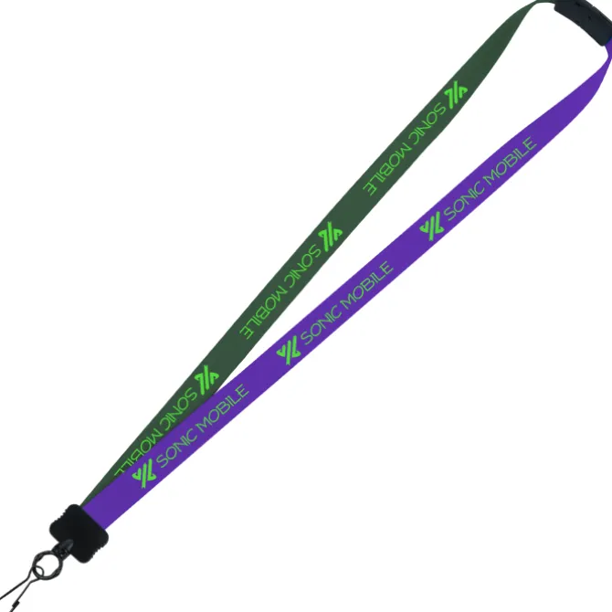 Two-Tone Smooth Nylon Lanyard - 7/8 inches - 34 inches - Metal Swivel Snap Hook