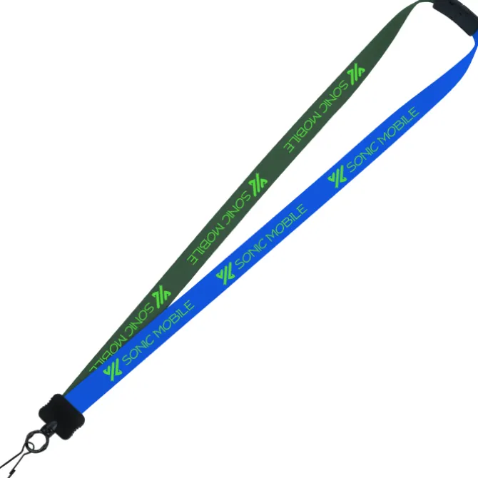 Two-Tone Smooth Nylon Lanyard - 7/8 inches - 34 inches - Metal Swivel Snap Hook
