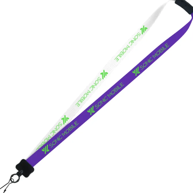 Two-Tone Smooth Nylon Lanyard - 7/8 inches - 34 inches - Metal Swivel Snap Hook