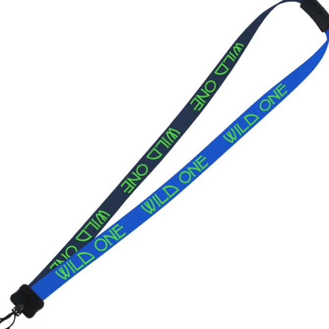 Two-Tone Smooth Nylon Lanyard - 7/8 inches - 34 inches - Plastic Swivel Snap Hook