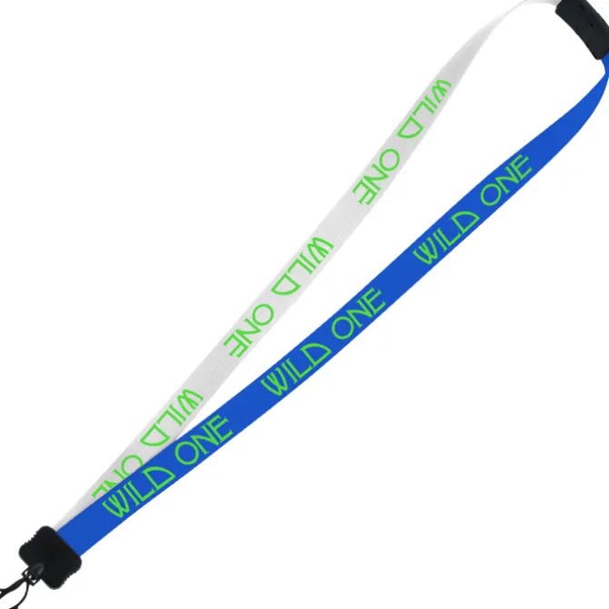 Two-Tone Smooth Nylon Lanyard - 7/8 inches - 34 inches - Plastic Swivel Snap Hook