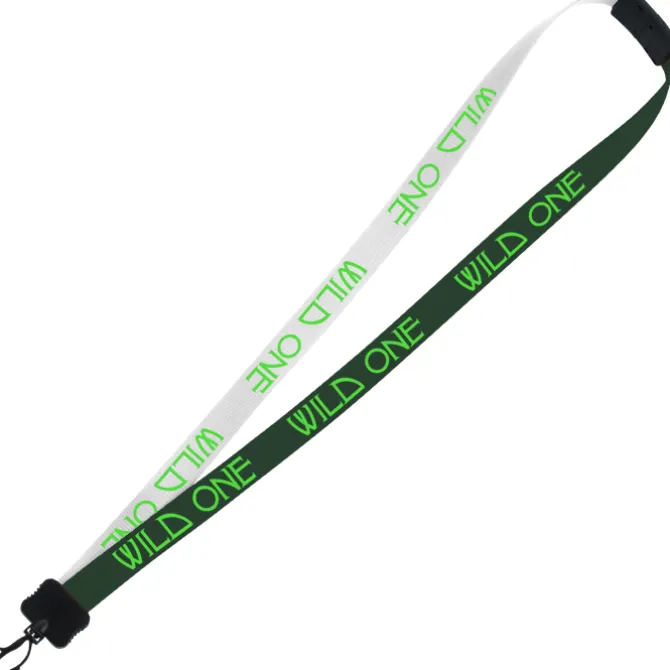 Two-Tone Smooth Nylon Lanyard - 7/8 inches - 34 inches - Plastic Swivel Snap Hook