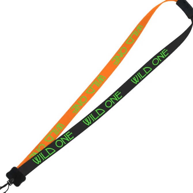 Two-Tone Smooth Nylon Lanyard - 7/8 inches - 34 inches - Plastic Swivel Snap Hook