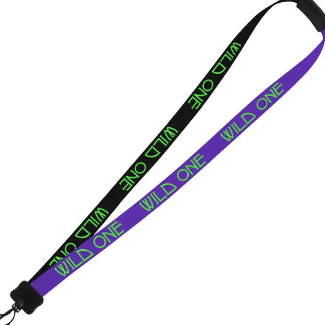 Two-Tone Smooth Nylon Lanyard - 7/8 inches - 34 inches - Plastic Swivel Snap Hook
