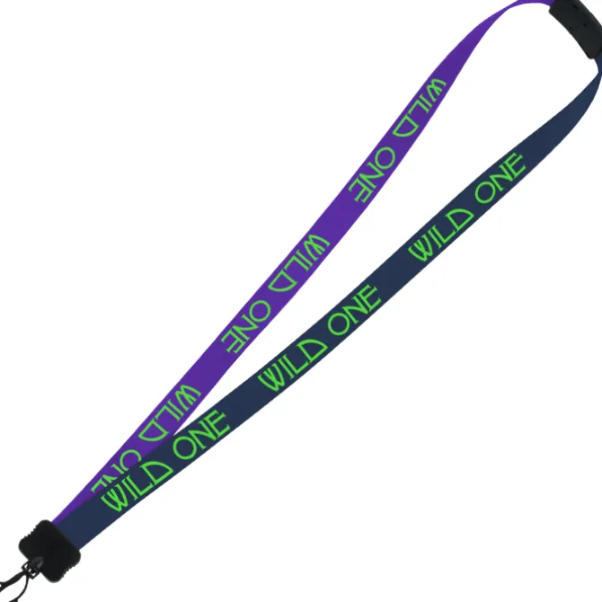Two-Tone Smooth Nylon Lanyard - 7/8 inches - 34 inches - Plastic Swivel Snap Hook