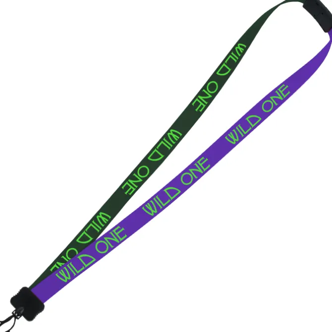 Two-Tone Smooth Nylon Lanyard - 7/8 inches - 34 inches - Plastic Swivel Snap Hook