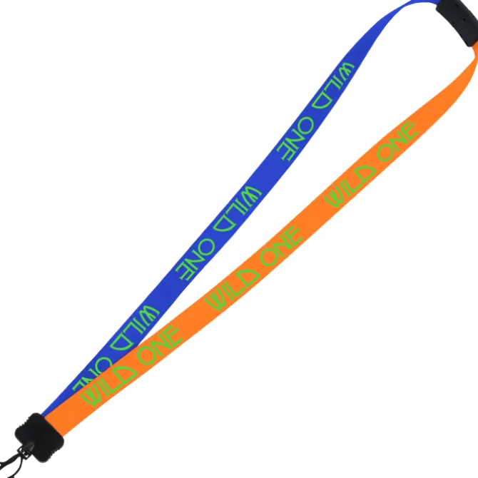 Two-Tone Smooth Nylon Lanyard - 7/8 inches - 34 inches - Plastic Swivel Snap Hook