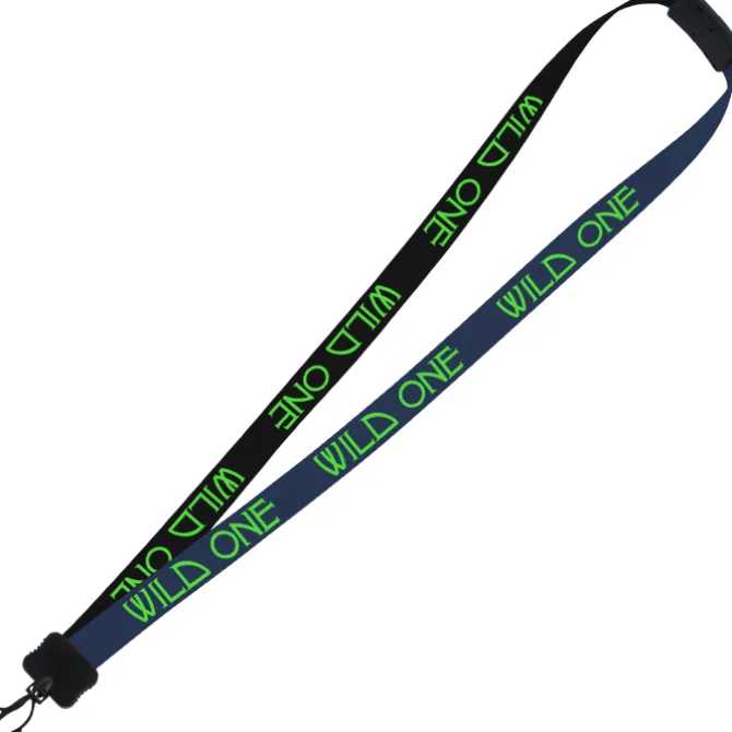 Two-Tone Smooth Nylon Lanyard - 7/8 inches - 34 inches - Plastic Swivel Snap Hook