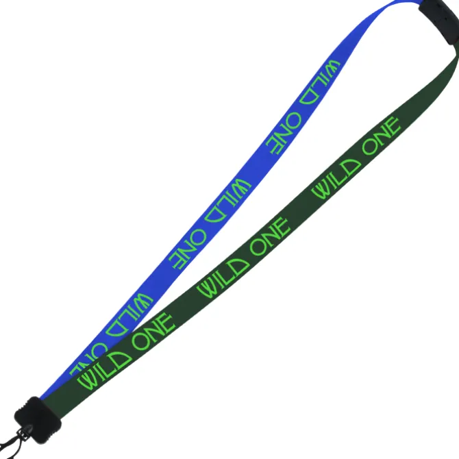 Two-Tone Smooth Nylon Lanyard - 7/8 inches - 34 inches - Plastic Swivel Snap Hook