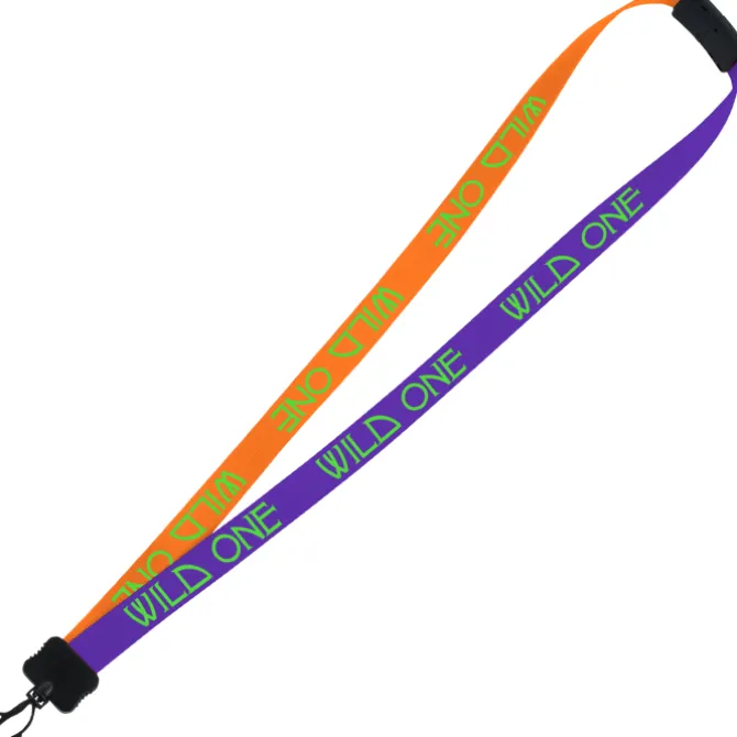 Two-Tone Smooth Nylon Lanyard - 7/8 inches - 34 inches - Plastic Swivel Snap Hook