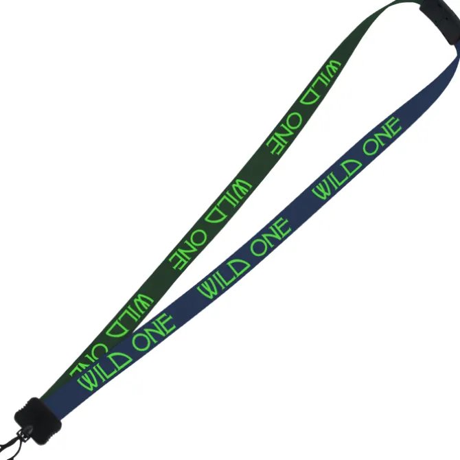 Two-Tone Smooth Nylon Lanyard - 7/8 inches - 34 inches - Plastic Swivel Snap Hook