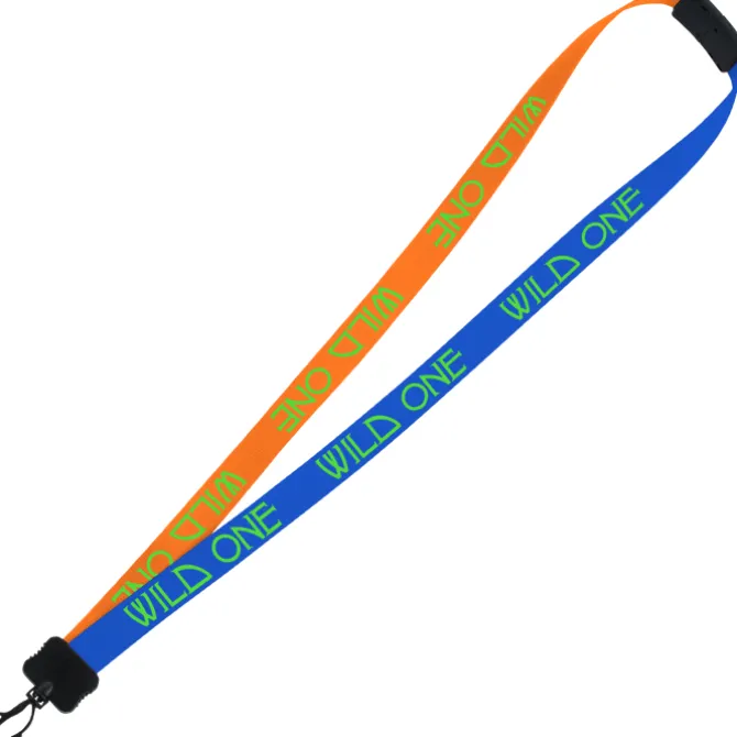 Two-Tone Smooth Nylon Lanyard - 7/8 inches - 34 inches - Plastic Swivel Snap Hook