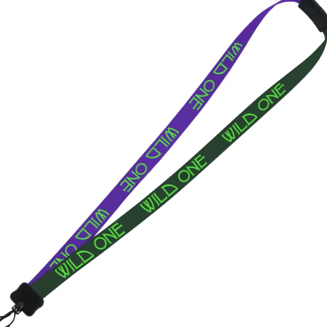 Two-Tone Smooth Nylon Lanyard - 7/8 inches - 34 inches - Plastic Swivel Snap Hook