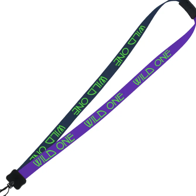 Two-Tone Smooth Nylon Lanyard - 7/8 inches - 34 inches - Plastic Swivel Snap Hook