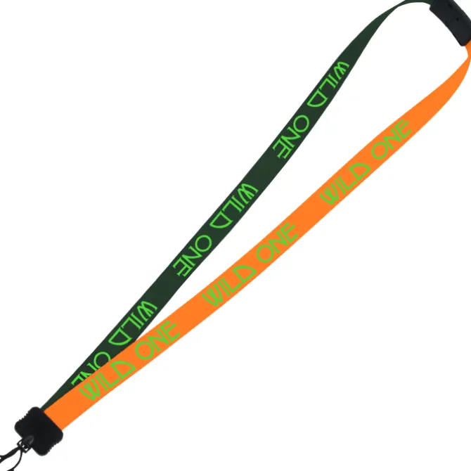 Two-Tone Smooth Nylon Lanyard - 7/8 inches - 34 inches - Plastic Swivel Snap Hook