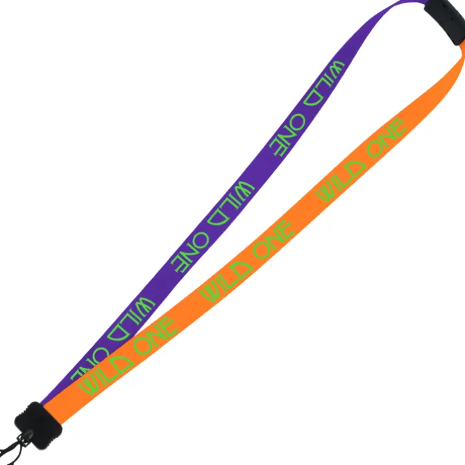 Two-Tone Smooth Nylon Lanyard - 7/8 inches - 34 inches - Plastic Swivel Snap Hook