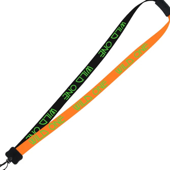 Two-Tone Smooth Nylon Lanyard - 7/8 inches - 34 inches - Plastic Swivel Snap Hook