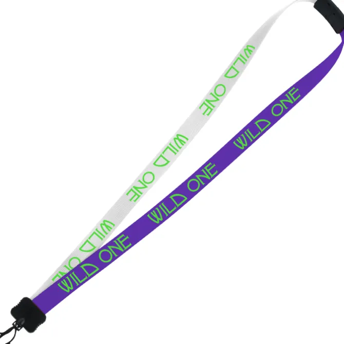 Two-Tone Smooth Nylon Lanyard - 7/8 inches - 34 inches - Plastic Swivel Snap Hook