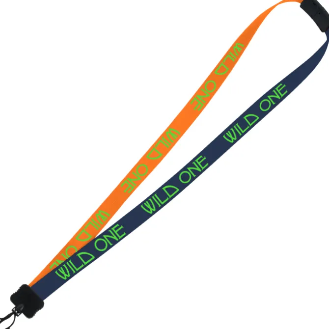 Two-Tone Smooth Nylon Lanyard - 7/8 inches - 34 inches - Plastic Swivel Snap Hook