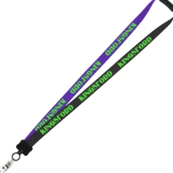 Two-Tone Smooth Nylon Lanyard - 7/8 inches - 34 inches - Snap with Metal Bulldog Clip
