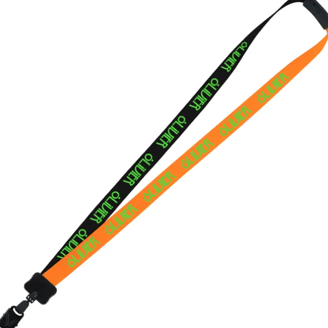 Two-Tone Smooth Nylon Lanyard - 7/8 inches - 34 inches - Large Metal Bulldog Clip