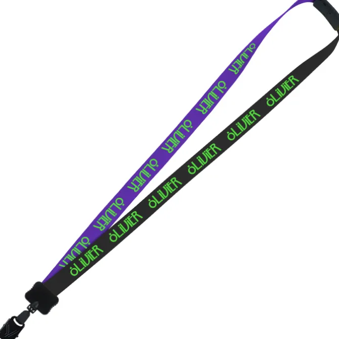 Two-Tone Smooth Nylon Lanyard - 7/8 inches - 34 inches - Large Metal Bulldog Clip