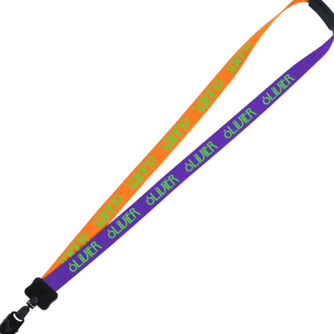Two-Tone Smooth Nylon Lanyard - 7/8 inches - 34 inches - Large Metal Bulldog Clip