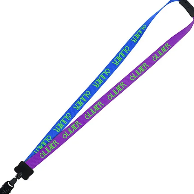 Two-Tone Smooth Nylon Lanyard - 7/8 inches - 34 inches - Large Metal Bulldog Clip