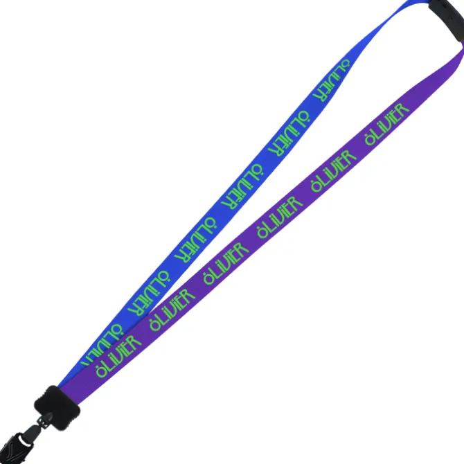 Two-Tone Smooth Nylon Lanyard - 7/8 inches - 34 inches - Large Metal Bulldog Clip