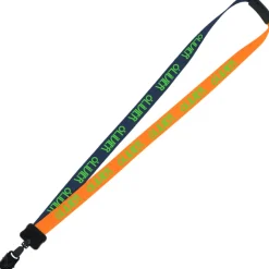 Two-Tone Smooth Nylon Lanyard - 7/8 inches - 34 inches - Large Metal Bulldog Clip