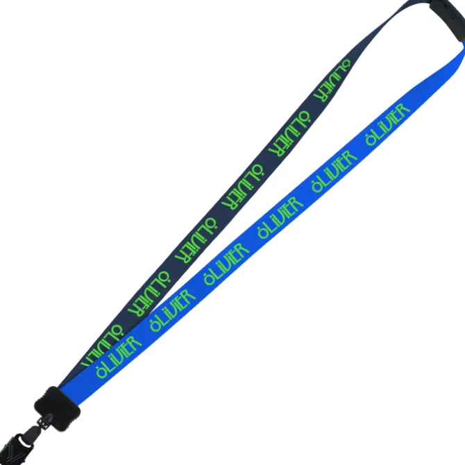 Two-Tone Smooth Nylon Lanyard - 7/8 inches - 34 inches - Large Metal Bulldog Clip