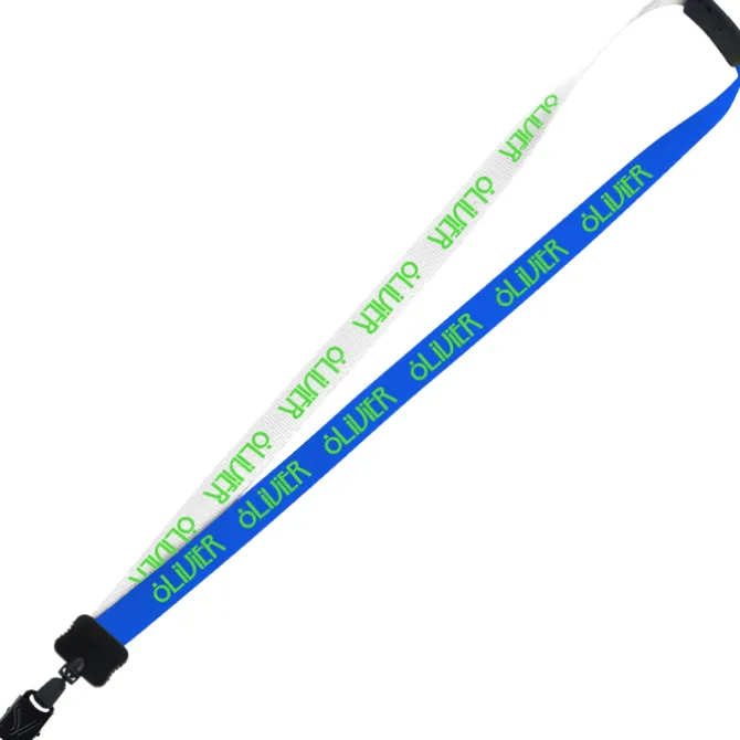 Two-Tone Smooth Nylon Lanyard - 7/8 inches - 34 inches - Large Metal Bulldog Clip