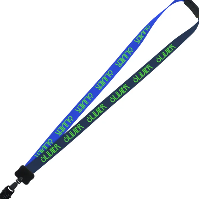 Two-Tone Smooth Nylon Lanyard - 7/8 inches - 34 inches - Large Metal Bulldog Clip