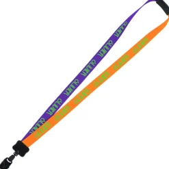 Two-Tone Smooth Nylon Lanyard - 7/8 inches - 34 inches - Large Metal Bulldog Clip