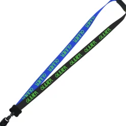 Two-Tone Smooth Nylon Lanyard - 7/8 inches - 34 inches - Large Metal Bulldog Clip