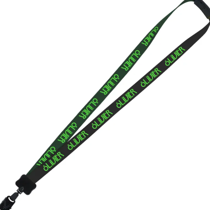 Two-Tone Smooth Nylon Lanyard - 7/8 inches - 34 inches - Large Metal Bulldog Clip