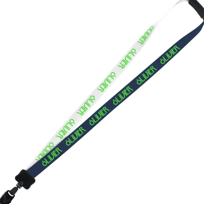 Two-Tone Smooth Nylon Lanyard - 7/8 inches - 34 inches - Large Metal Bulldog Clip