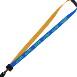 Two-Tone Smooth Nylon Lanyard - 7/8 inches - 34 inches - Large Metal Bulldog Clip