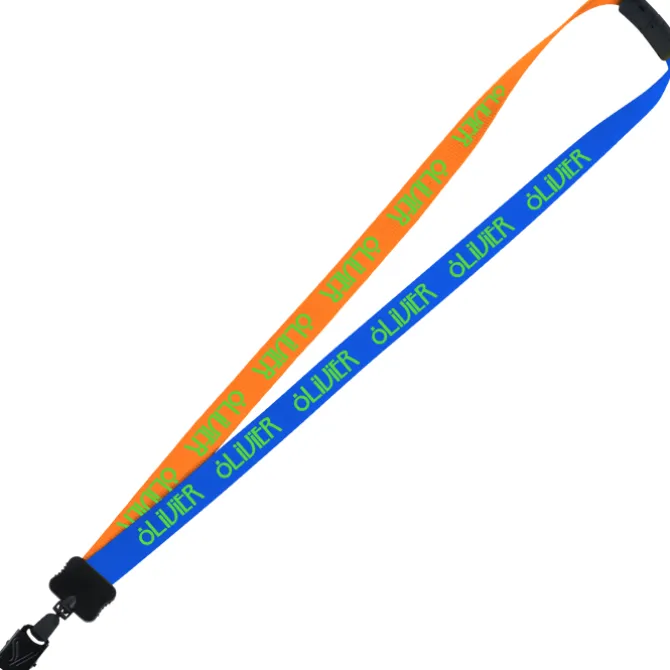 Two-Tone Smooth Nylon Lanyard - 7/8 inches - 34 inches - Large Metal Bulldog Clip
